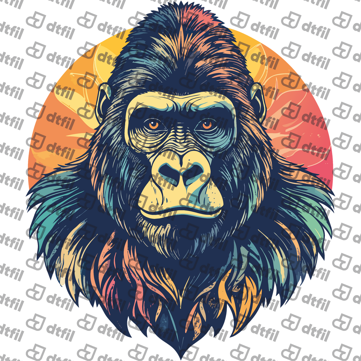 Animals - Retro Sunset Silverback