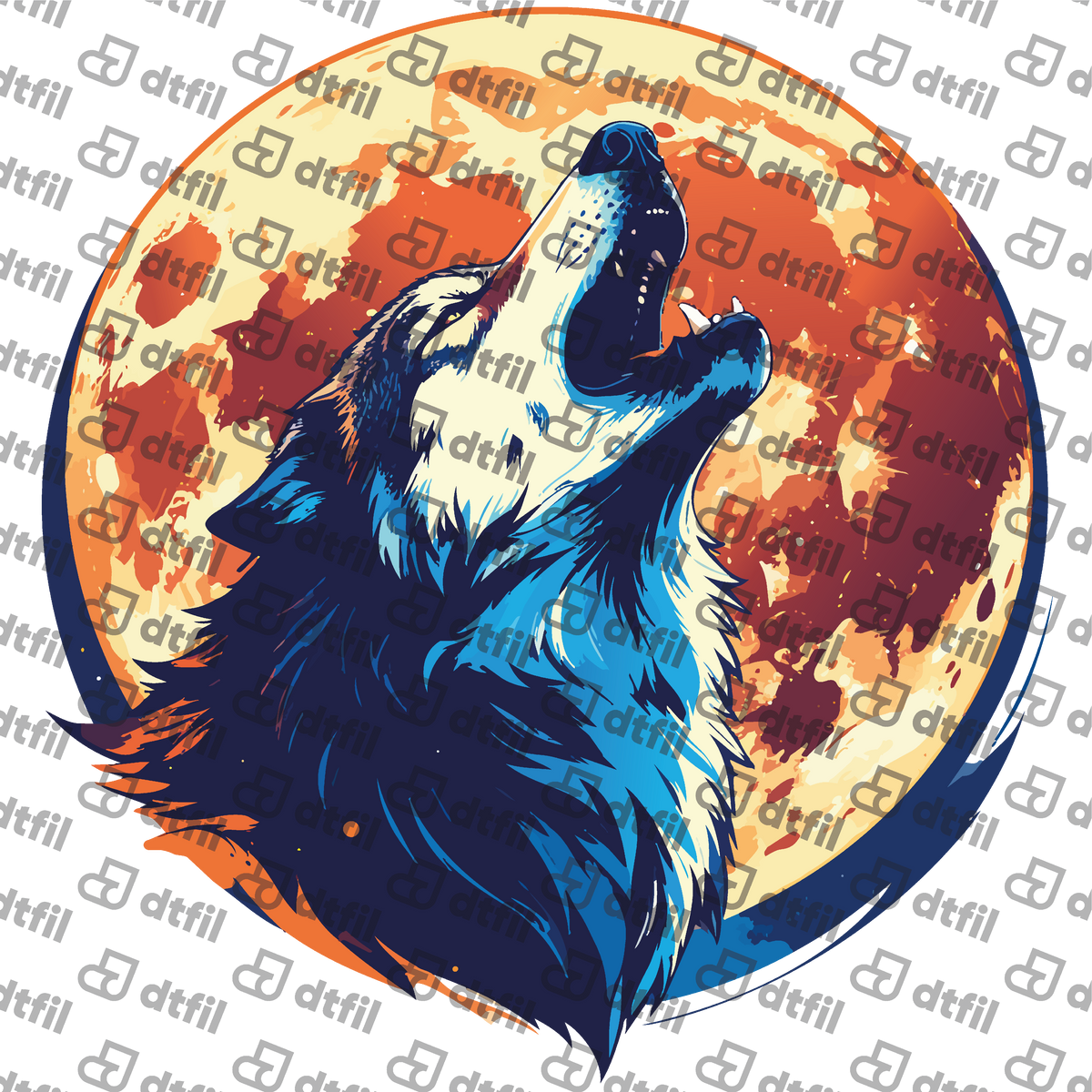 Animals - Howling Blue Wolf Moon