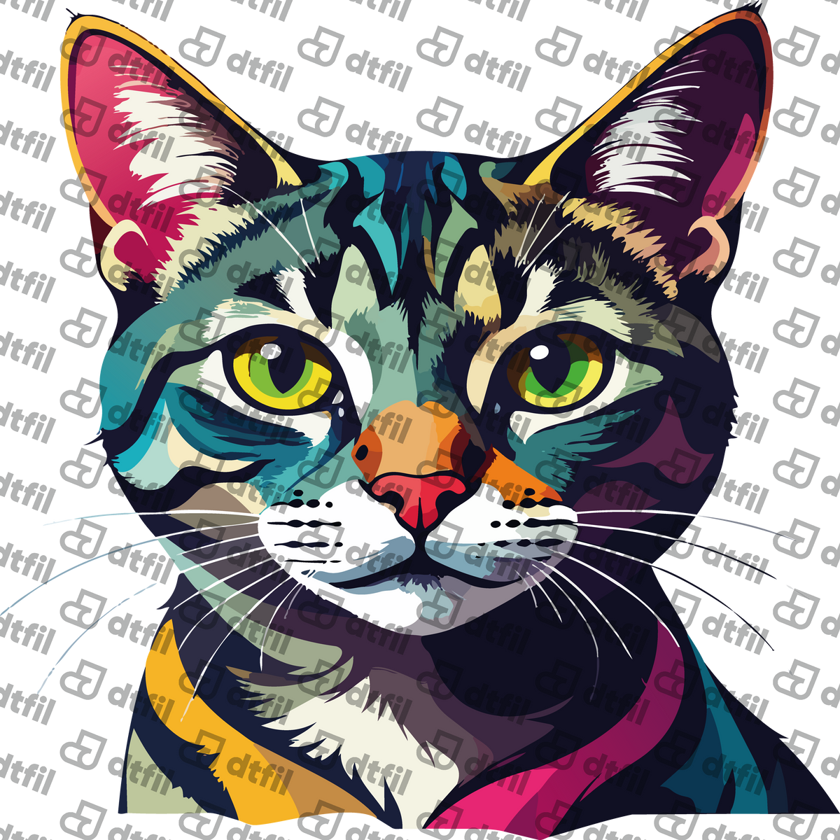 Animals - Vibrant Mosaic Cat Portrait