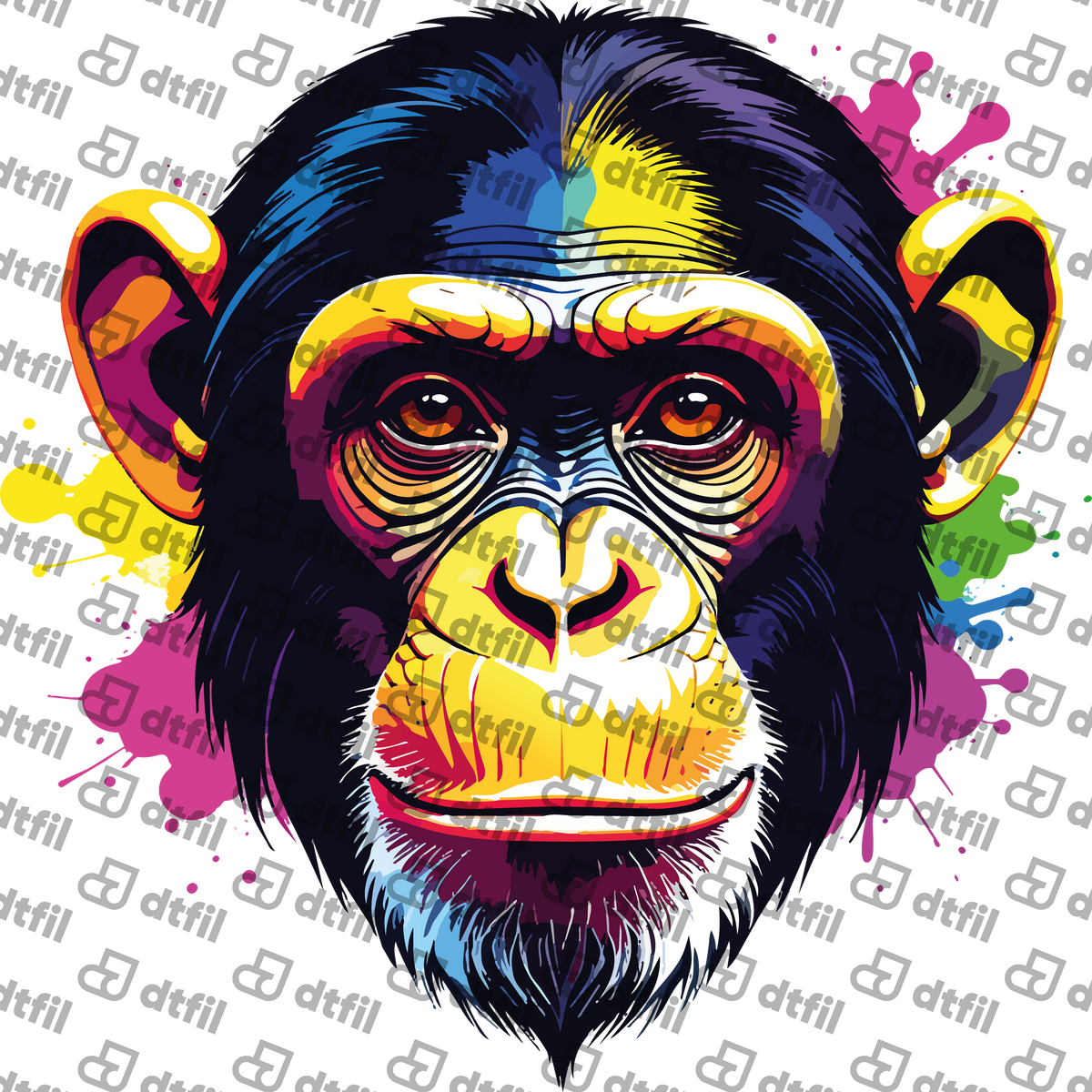 Animals - Rainbow Splash Chimpanzee Portrait