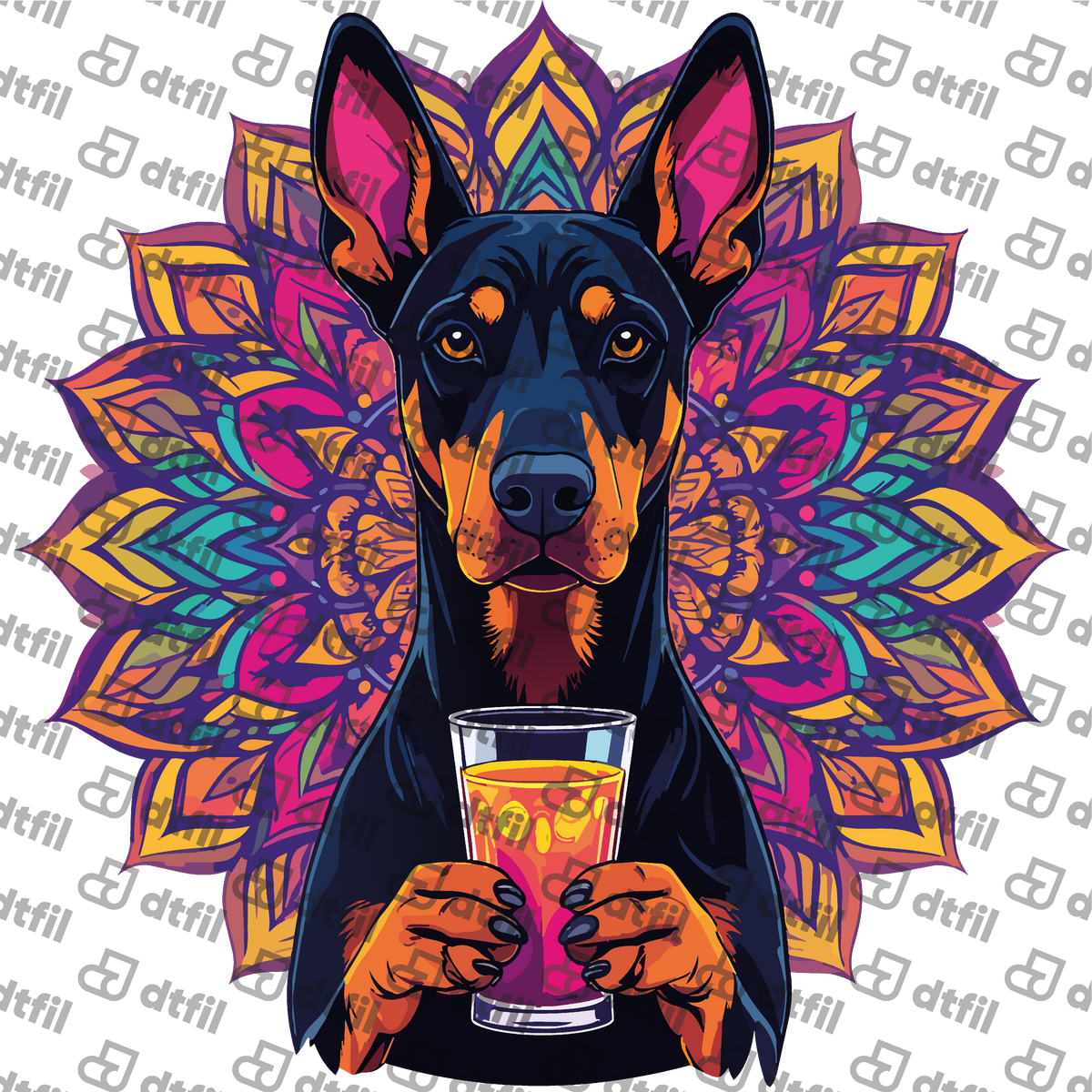 Animals - Mandala Drink Doberman
