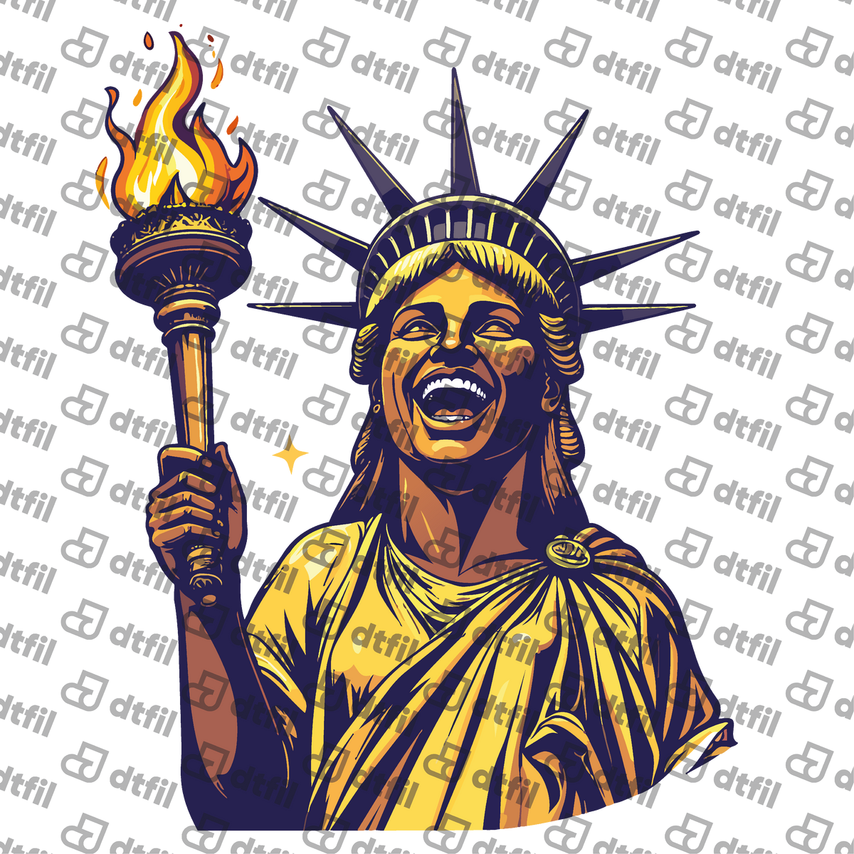 4th of July - Radiant Golden Statue of Liberty