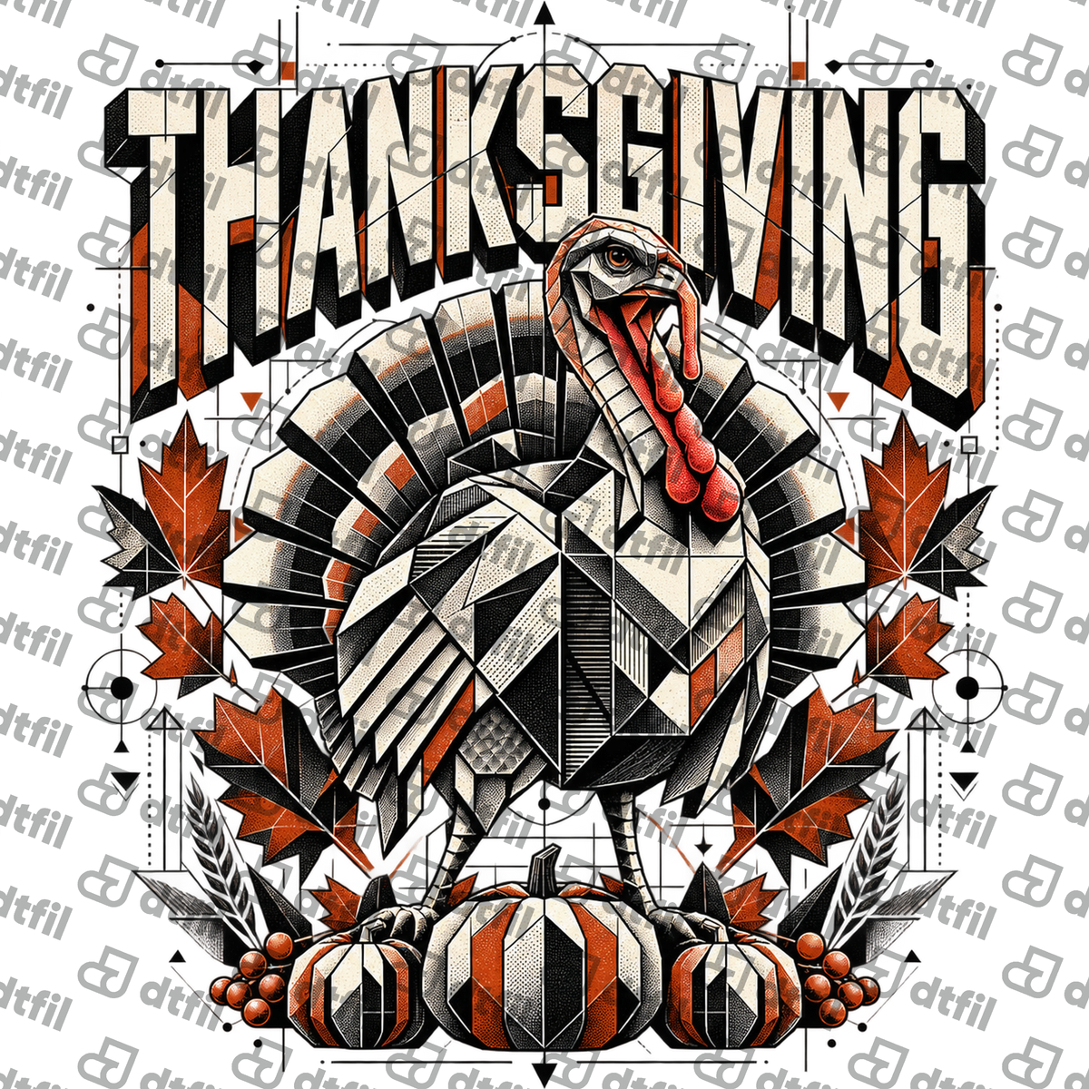Thanksgiving - Geometric Harvest Turkey