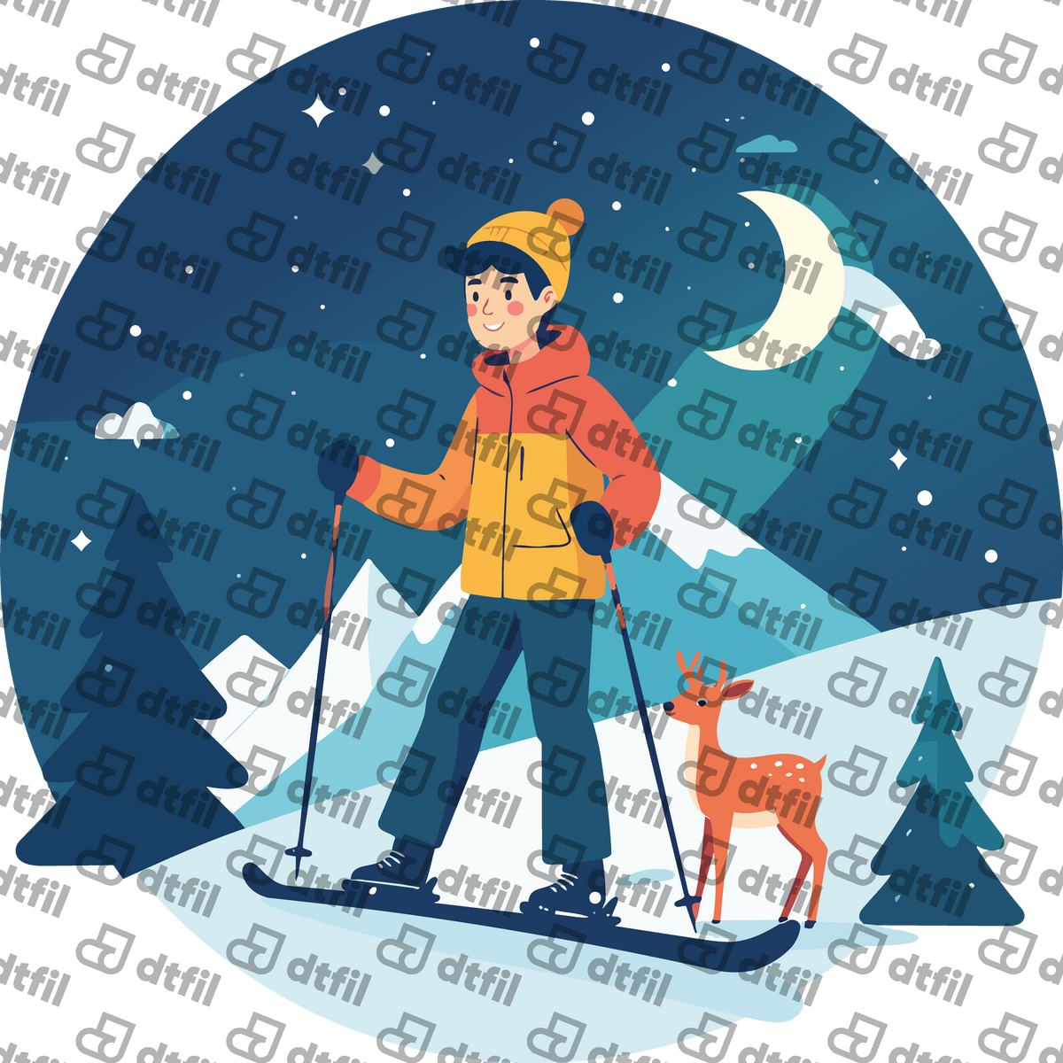 Winter Olympics - Starry Night Skier