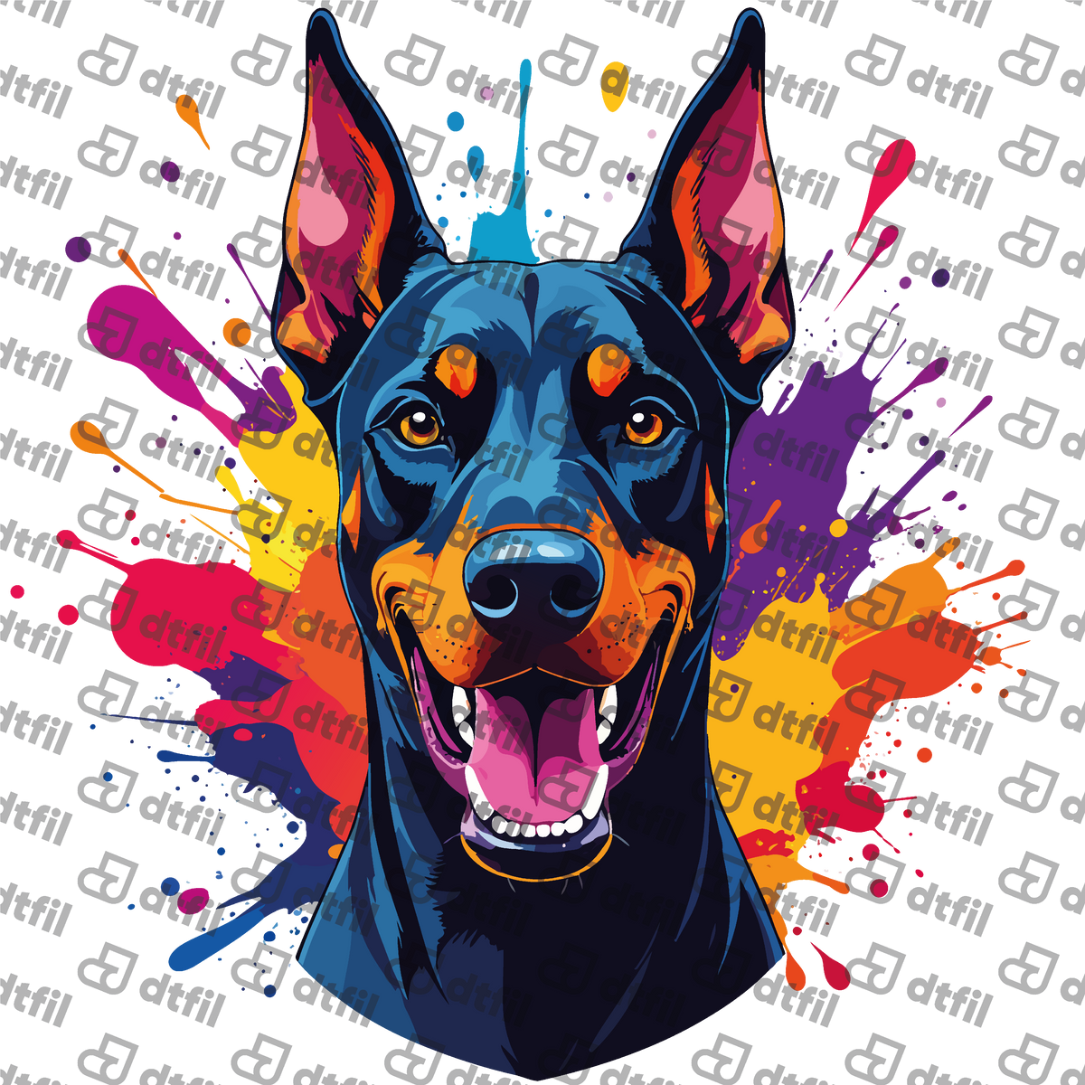 Animals - Colorful Splash Doberman