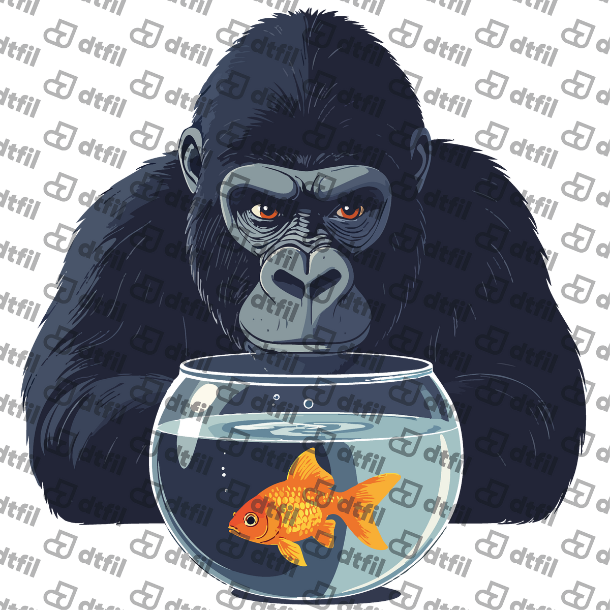 Animals - Curious Gorilla and Goldfish