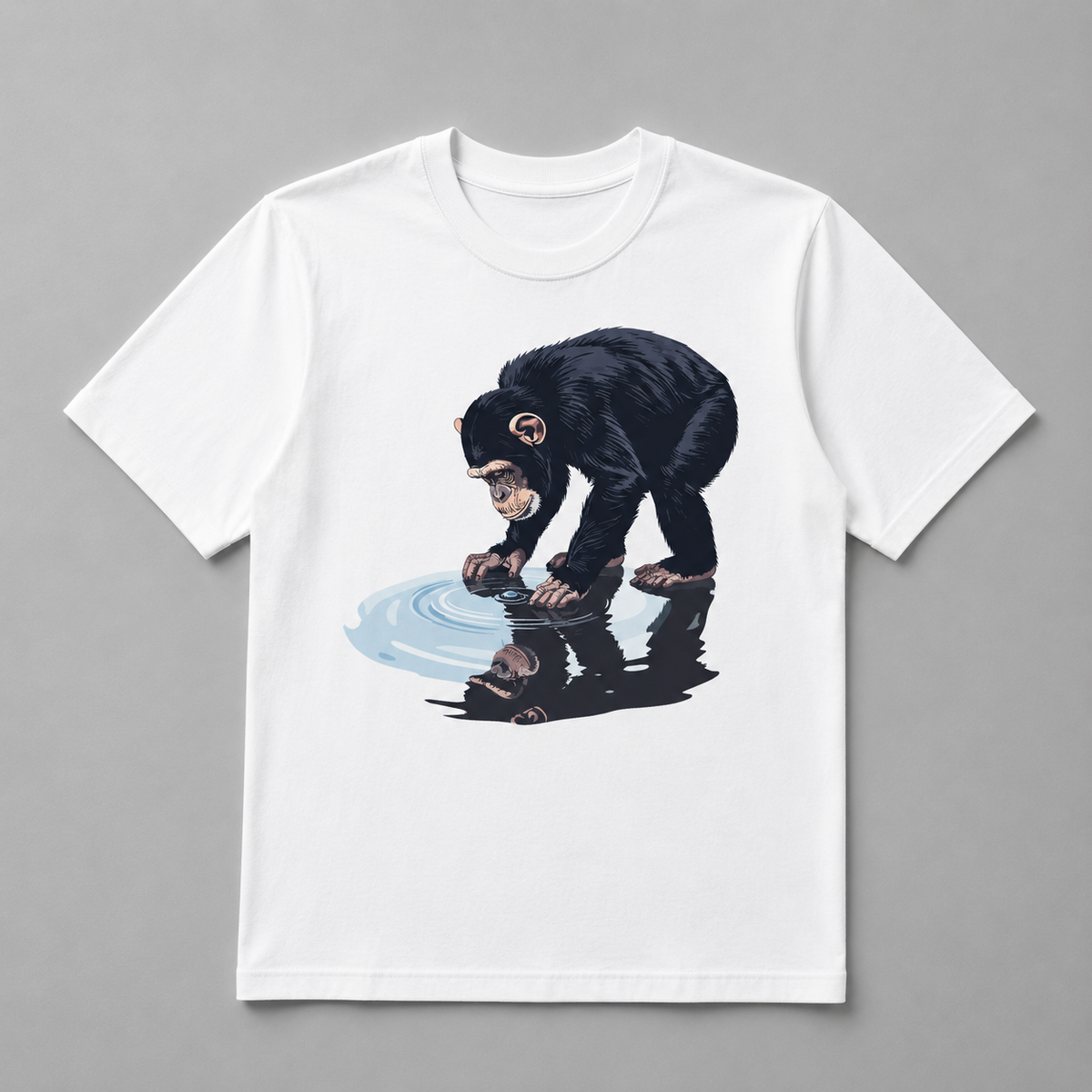 Animals - Thoughtful Chimpanzee Puddle Reflection