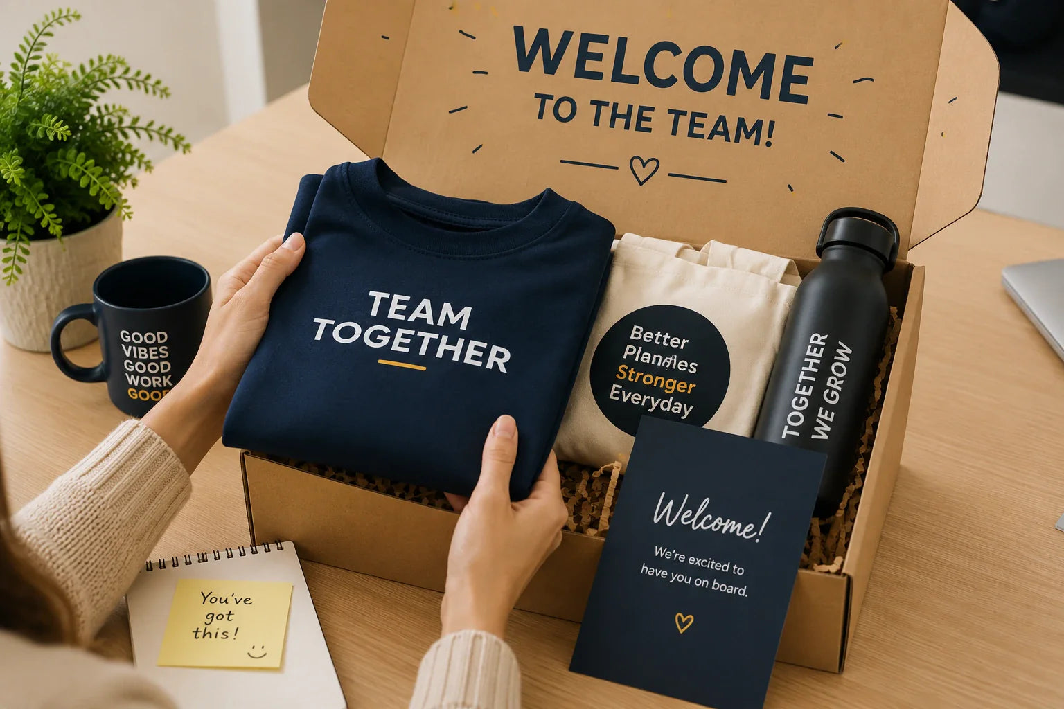 Employee Onboarding Gift Boxes with DTF Print ApparelEmployee Onboarding Gift Boxes with DTF Print Apparel