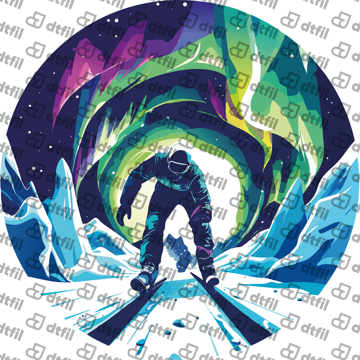 Winter Olympics - Cosmic Aurora Skier