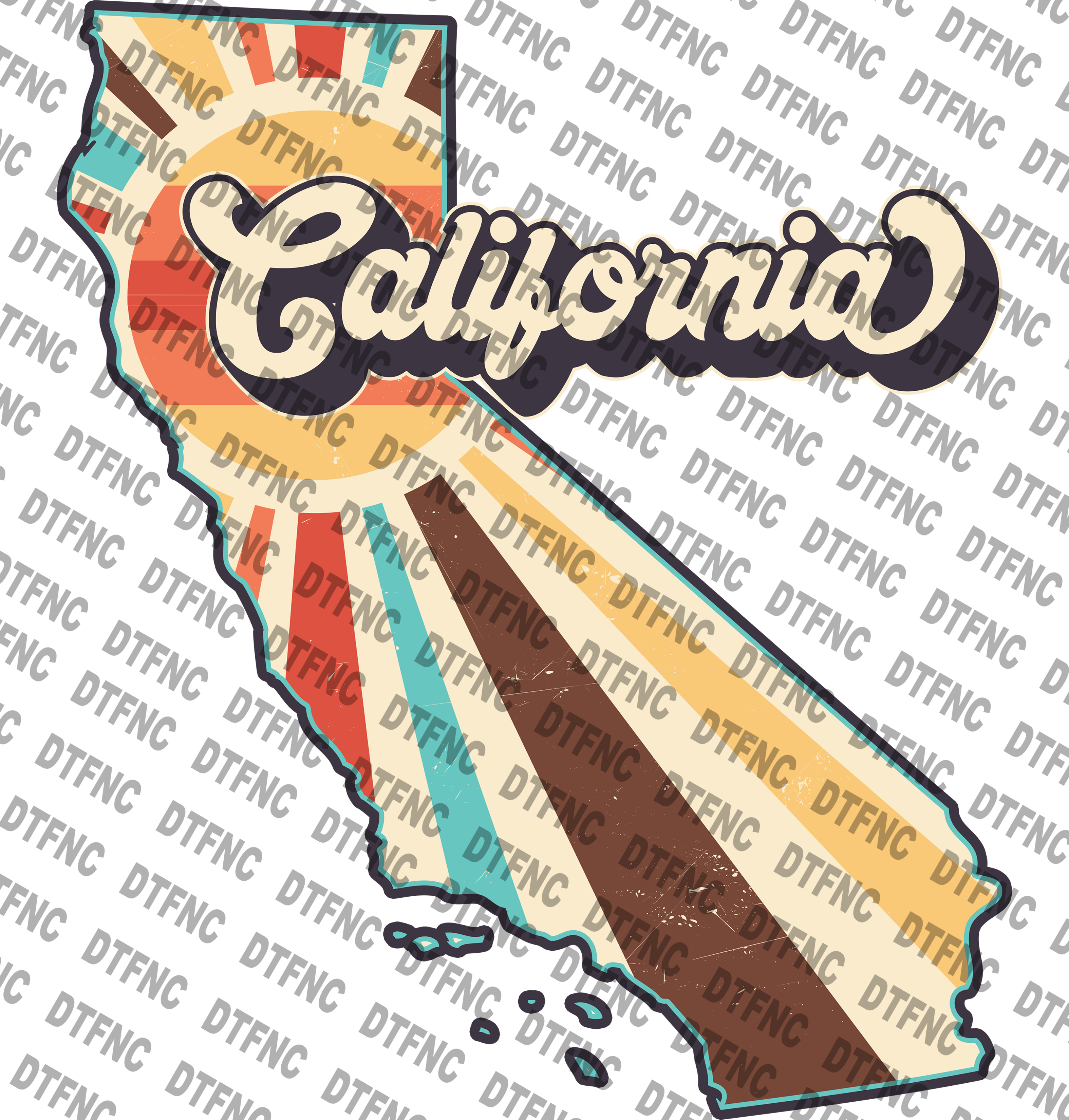 California - Nostalgic Retro State DTF Transfers for Custom Apparel