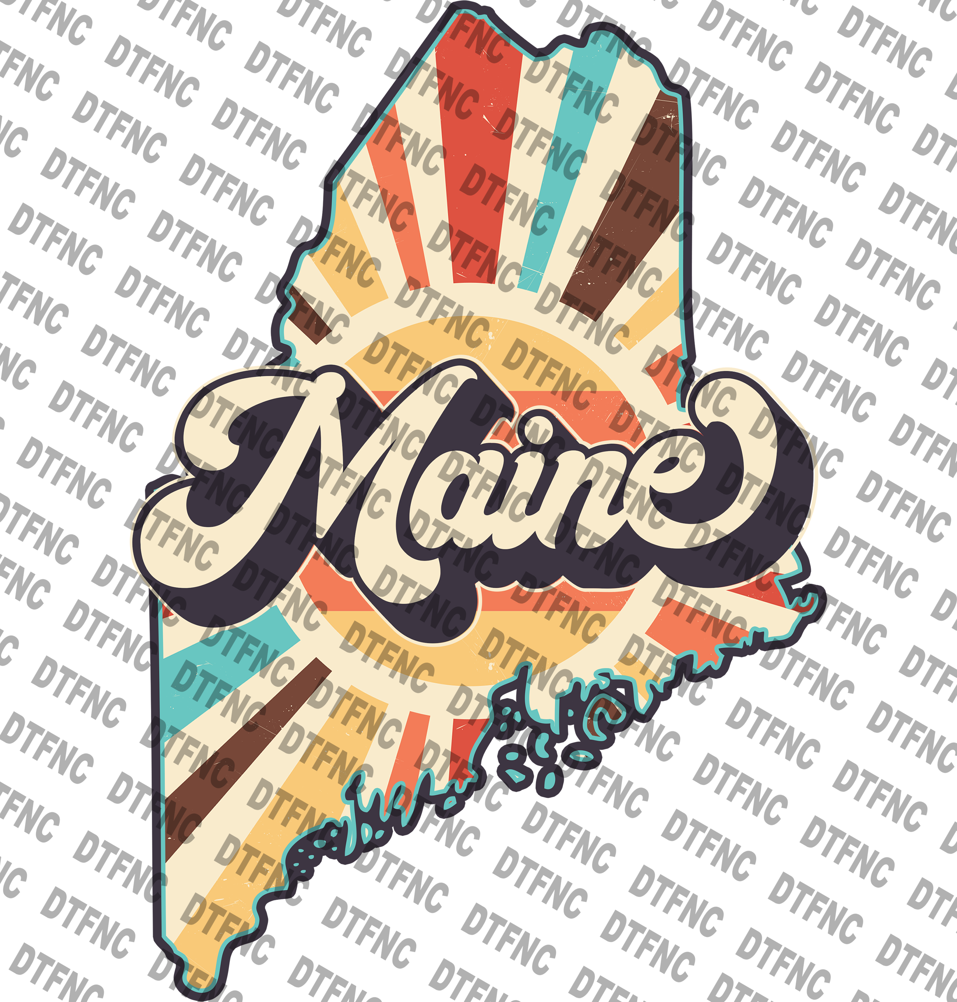 Maine - Nostalgic Retro State DTF Transfers for Custom Apparel